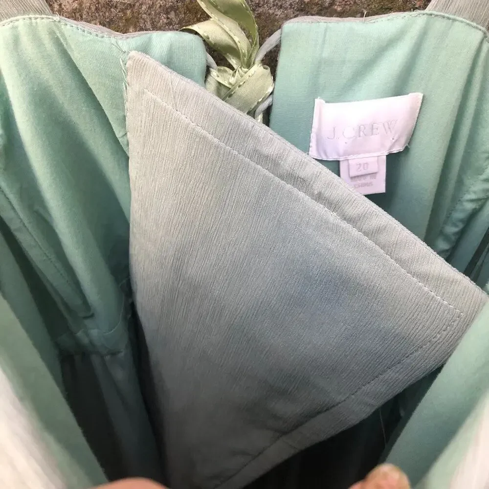 J. Crew Corset Ribbon Back Silk Chiffon Surplice Sweetheart Neckline Dress 20